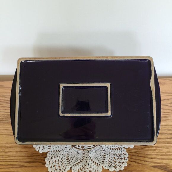 Vintage Ceramic Pottery ~13x9 Baking Dish Handmade Cobalt Blue Glazed Baking Pan - Picture 16 of 16